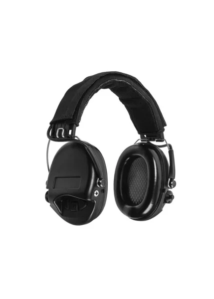 현대의 능동적 이어폰은 배경에서 청각을 시끄러운 소리로부터 보호하는 장치이다 작업을 — 스톡 사진