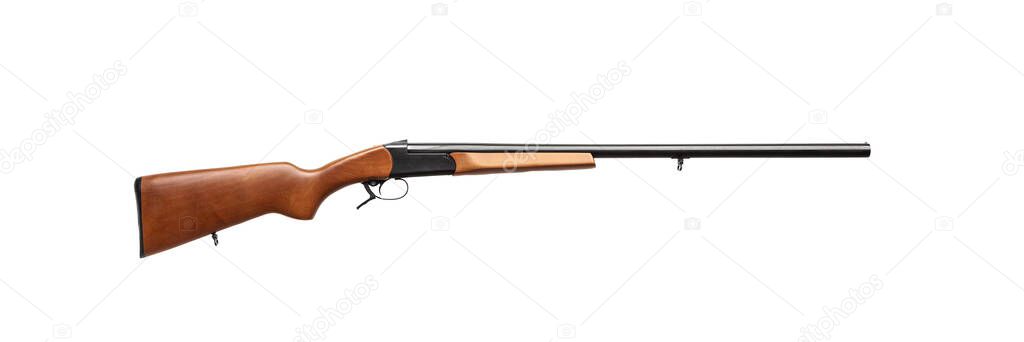 Soviet single-barrel hunting rifle 12 caliber. Smoothbore hunting weapons isolate on a white background.