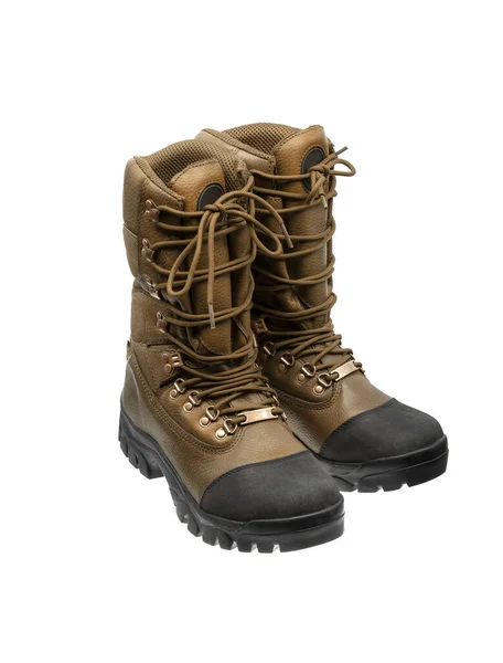 Modern mountain boots isolate on a white background. Shoes for outdoor activities and travel.