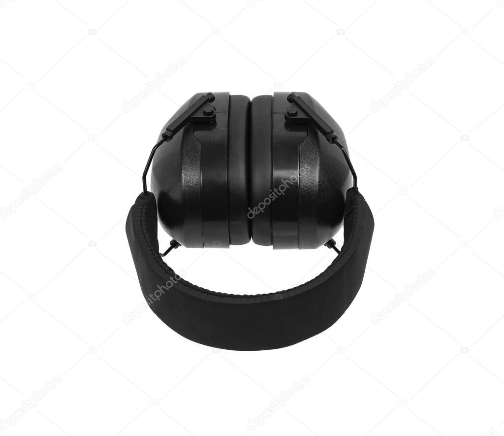 Protective earphones isolate on a white background. Noise canceling headphones to protect your ears from loud sounds.