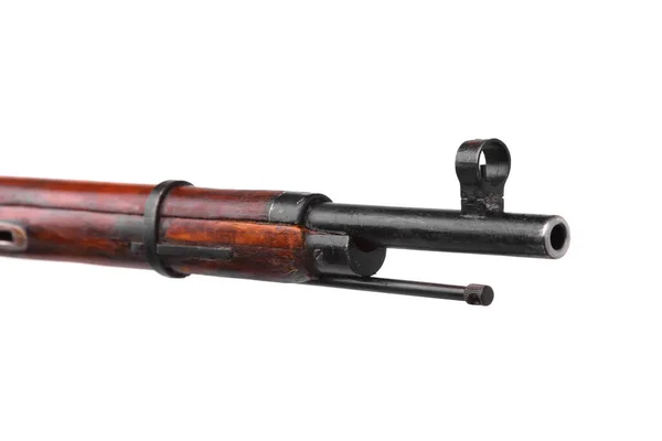 苏联的莫辛步枪在白色背景上被隔离 红军的武器和革命的武器二战的老式枪机卡宾枪 — 图库照片