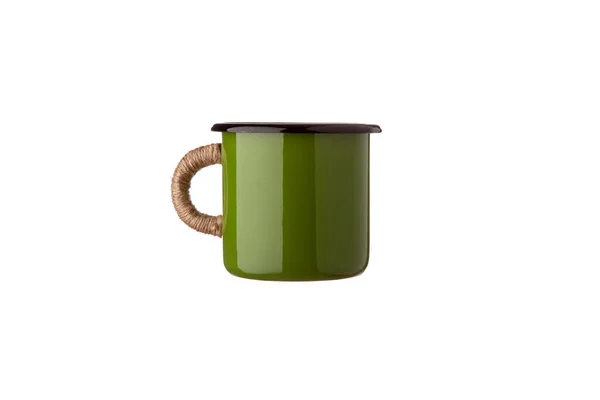 Taza Viaje Metal Con Aislamiento Térmico Mango Cómoda Taza Irrompible — Foto de Stock