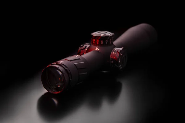 Сучасний Снайперський Приціл Темному Тлі Оптичний Пристрій Наведення Стрільби Великі — стокове фото