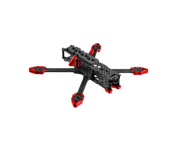 Carbon Frame Fpv Racing Drone Isolate White Background Assembling Quadcopter — Stock Photo, Image