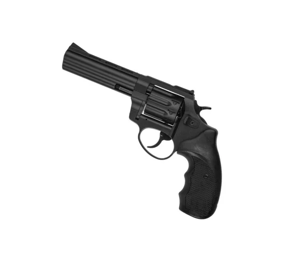 Black Pistol Revolver Isolate White Background Weapons Defense Attack Armament — Stock Photo, Image