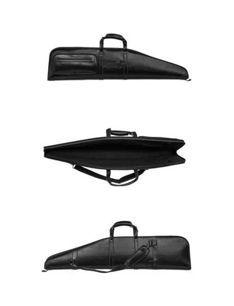 Luxury Leather Case Weapons Isolate White Background Black Leather Case — Stock Photo, Image