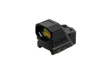 Modern optik kolatör görüşü. Kısa mesafeden ateş etmek için nişan alma cihazı. Beyaz arkaplanda izole et.