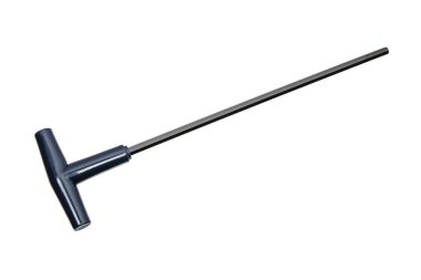 Bir T-sapı hex anahtarı ya da Allen anahtarı, beyaz arka planda izole edilmiş..