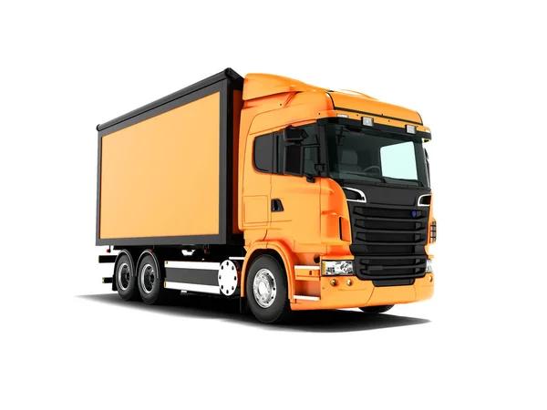 Orangefarbener Lkw Mit Orangefarbener Karosserie Mit Schwarzen Einsätzen Für Den — Stockfoto