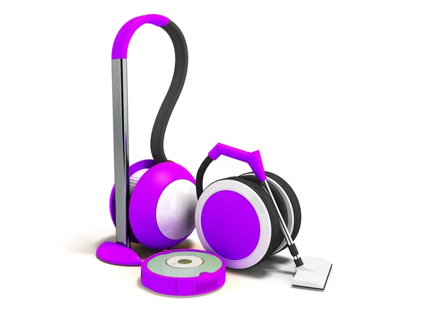 Modern Vacuum Cleaners Hoses Vacuum Cleaner Robot Purple White Insets — Stock Photo, Image