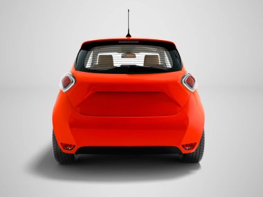 Modern red electric car hatchback for carrying passengers at the rear 3d rendering on gray background with shadow clipart