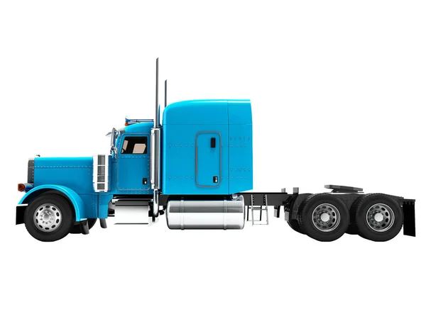 Modern Truck Tractor Cargo Transportation Three Axle Trailer Blue Side — Stock Photo, Image