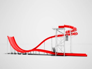 Su Parkı 3d render değil gri arka plan ile gölge için daha fazla kırmızı su cazibe