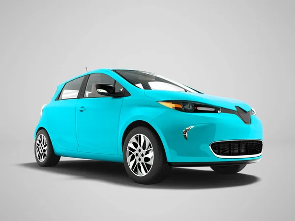 Modern Blue Electric Car Trips Beach Front Render Gray Background — Stock Photo, Image