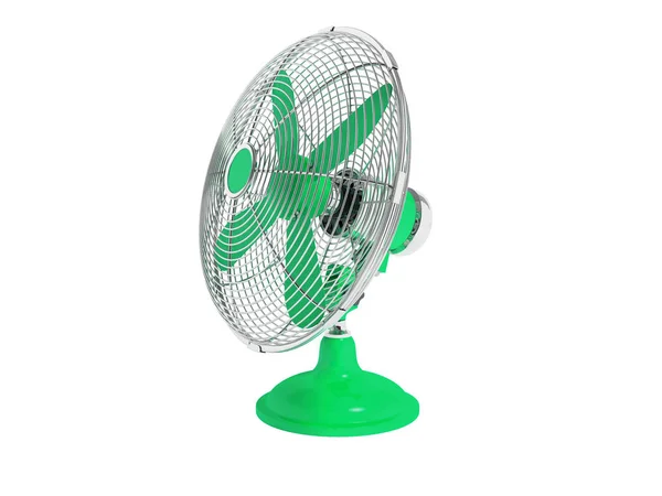 Modern Green Fan Table Cool Room Right Render White Background — Stock Photo, Image