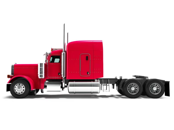 Σύγχρονη Φορτηγό Τρακτέρ Για Φορτίο Τριών Αξόνων Χωρίς Ρυμουλκούμενο Κόκκινη — Φωτογραφία Αρχείου