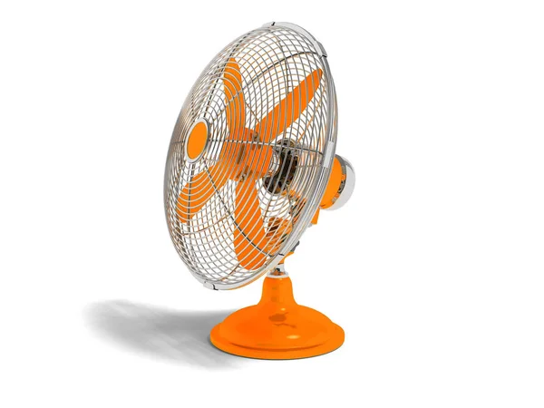 Modern Orange Fan Table Cool Room Right Render White Background — Stock Photo, Image