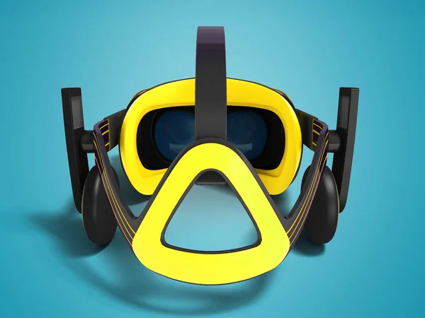 Gafas Realidad Virtual Negras Modernas Con Inscripciones Amarillas Detrás Render —  Fotos de Stock