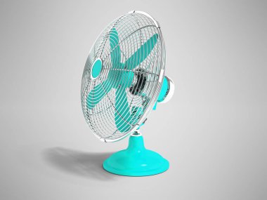 Modern mavi fan tablo sağdaki Oda soğutma için 3d render gölge ile gri arka plan değil