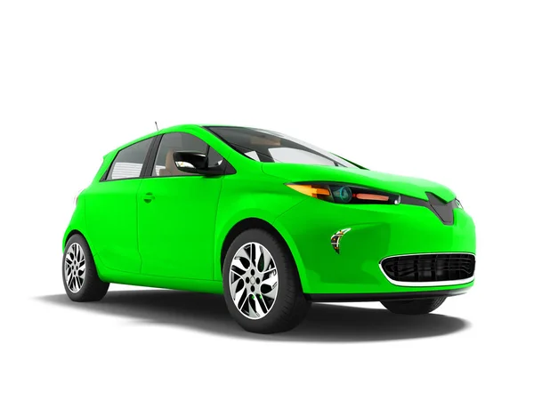 Modern Green Electric Car Trips Beach Front Rendering White Background — Stock Photo, Image