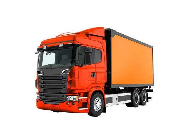 Moderner Roter Lkw Mit Orangefarbenem Anhänger Für Den Transport Von — Stockfoto