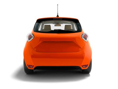 3d render gölge beyaz zemin üzerine arkada yolcu taşıyan için Modern turuncu elektrikli otomobil hatchback