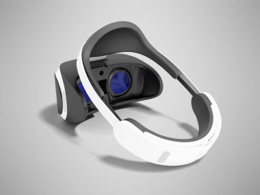 Sanal gerçeklik gözlük beyaz siyah gölgeli gri arka plan üzerinde 3d render ekler