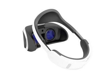 Sanal gerçeklik gözlük beyaz üzerine siyah ekler 3d render ile beyaz gölge yok arka plan