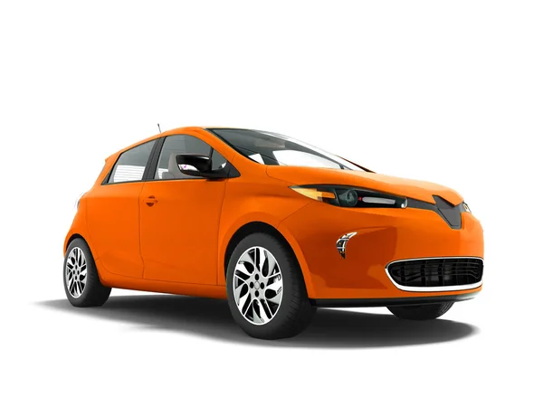 现代橙色电动车为旅行到海滩前3D 渲染不白色背景与阴影 — 图库照片