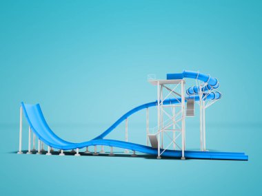 Su Parkı 3d render değil mavi arka plan ile gölge için mavi su cazibe