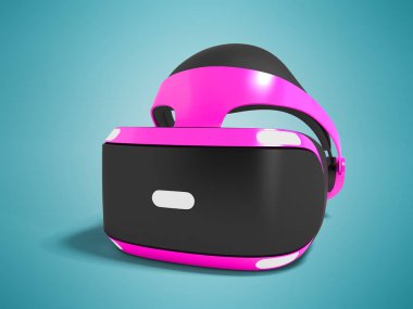 Gölge ile mavi arka plan üzerinde sağ 3d izole mor sanal gerçeklik gözlük render
