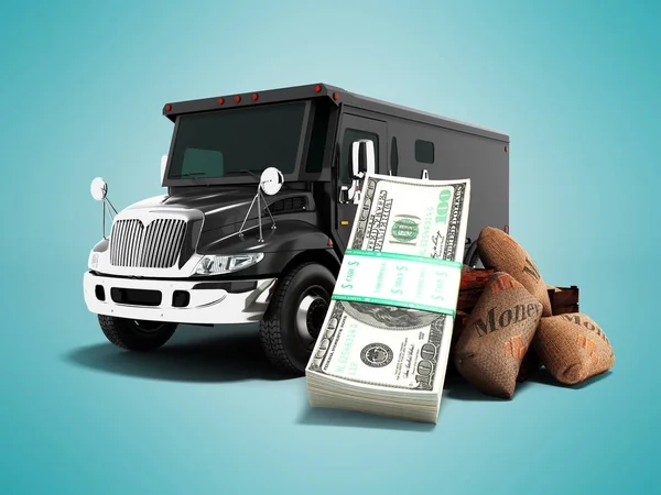 Moderna Begreppet Transporterar Pengar Till Bank Svart Lastbil Bepansrade Bil — Stockfoto
