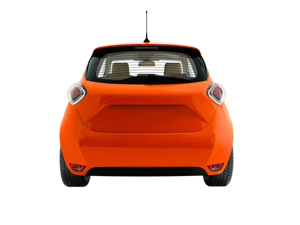 Moderna Auto Elettrica Arancione Hatchback Trasporto Passeggeri Sul Retro Rendering — Foto Stock