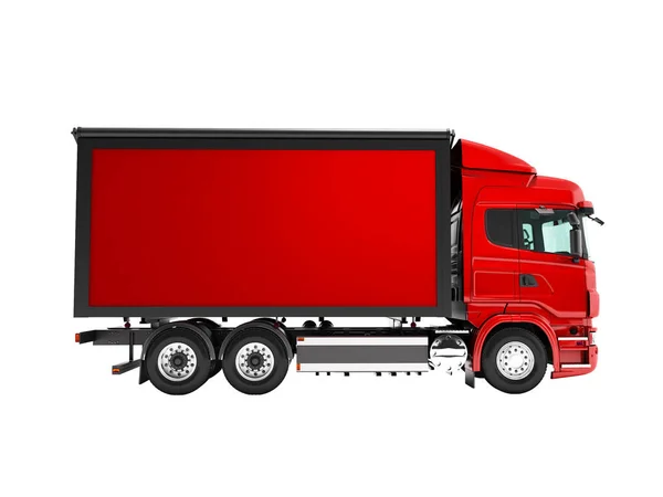 Moderner Roter Lkw Mit Rotem Anhänger Für Den Warentransport Von — Stockfoto