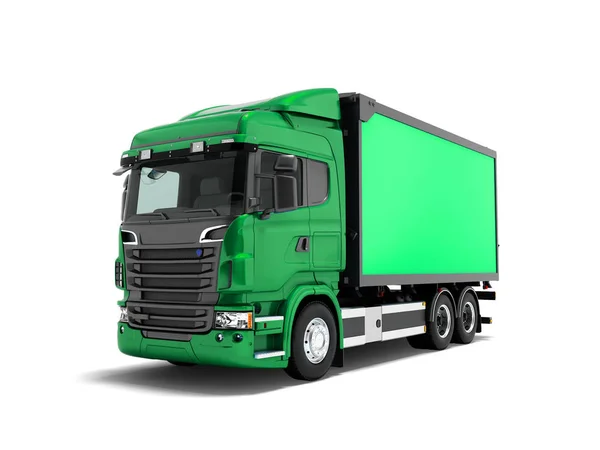 Camión Verde Moderno Con Remolque Verde Para Transporte Mercancías Alrededor — Foto de Stock