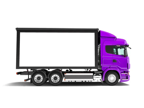 Camion Violet Moderne Avec Remorque Blanche Pour Transport Marchandises Côté — Photo