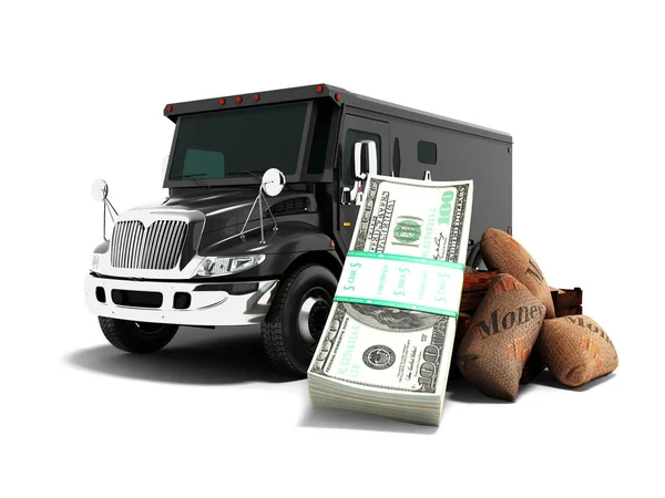 Moderna Begreppet Transporterar Pengar Till Bank Svart Lastbil Bepansrade Bil — Stockfoto