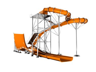 Modern turuncu su cazibe sahilde beyaz arka plan üzerinde 3d render yok gölge izole.