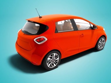 Modern elektrikli otomobil için yaz gezileri izole 3d render gölge ile mavi arka plan üzerinde kırmızı