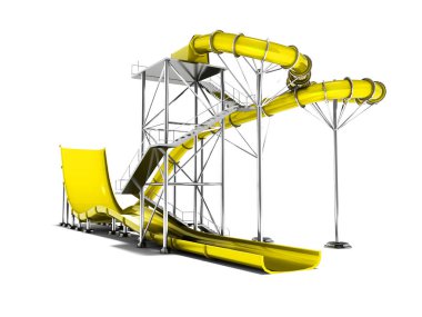 3d render gölge beyaz zemin üzerine modern sarı su cazibe sahilde izole