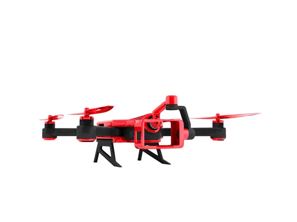 Modern Kırmızı Quadrocopter Siyah Beyaz Arka Plan Üzerinde Kamera Kamera — Stok fotoğraf