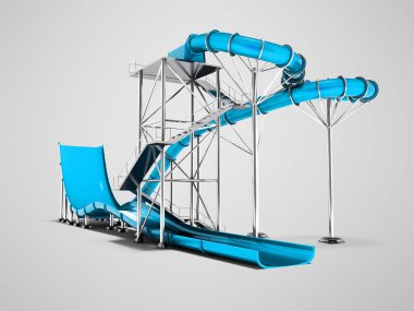 3d render gölge ile gri arka plan üzerinde modern mavi su cazibe sahilde izole