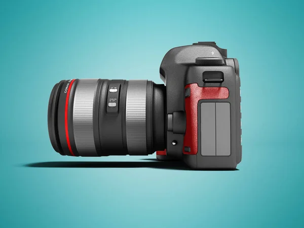 Moderna Câmera Zoom Cinza Com Inserções Couro Vermelho Lado Renderizar — Fotografia de Stock