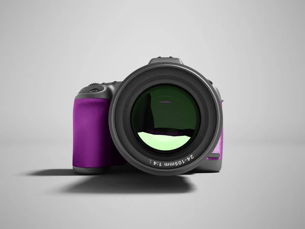 Modern Câmera Profissional Roxo Para Fotografia Natureza Frente Renderização Não — Fotografia de Stock