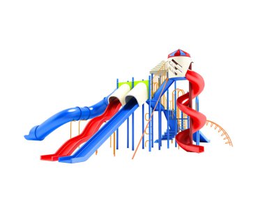 Beyaz çocuklar ve gençler 3d render için modern kırmızı mavi su cazibe arka plan gölge yok