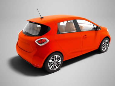 Modern elektrikli otomobil için yaz gezileri izole 3d render gölge ile gri arka plan üzerinde kırmızı