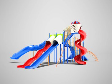 Çocuklar ve gençler 3d render gölge ile gri arka plan üzerinde için modern kırmızı mavi su cazibe