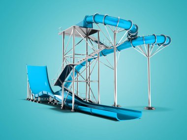 3d render gölge ile mavi arka plan üzerinde modern mavi su cazibe sahilde izole