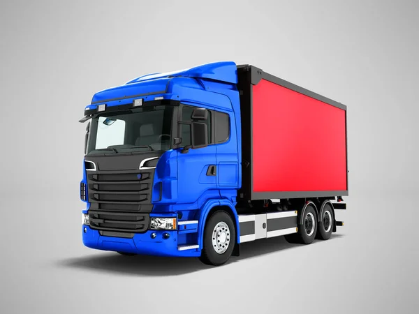 Μοντέρνο Σκούρο Μπλε Φορτηγό Κόκκινο Trailer Για Μεταφορά Των Αγαθών — Φωτογραφία Αρχείου