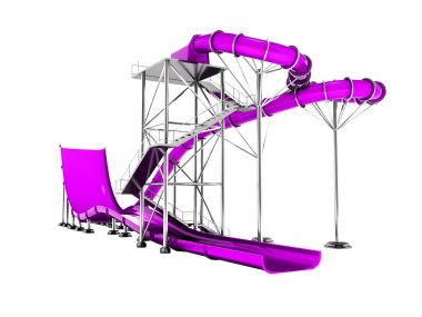 Modern mor su cazibe sahilde beyaz arka plan üzerinde 3d render yok gölge izole.